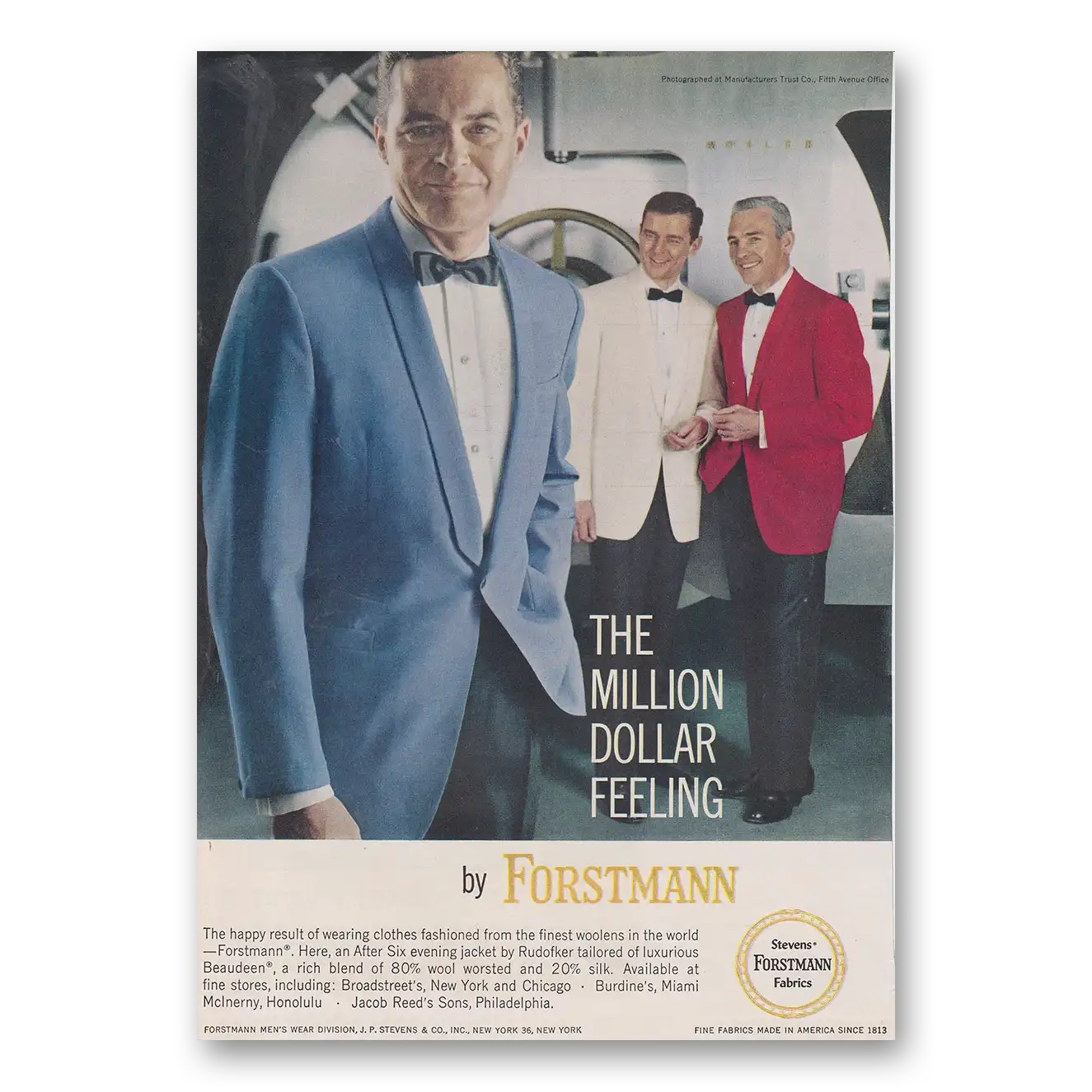 1960 Forstmann Wool Million Dollar Feeling After Six Evening Vintage Magazine Print Ad