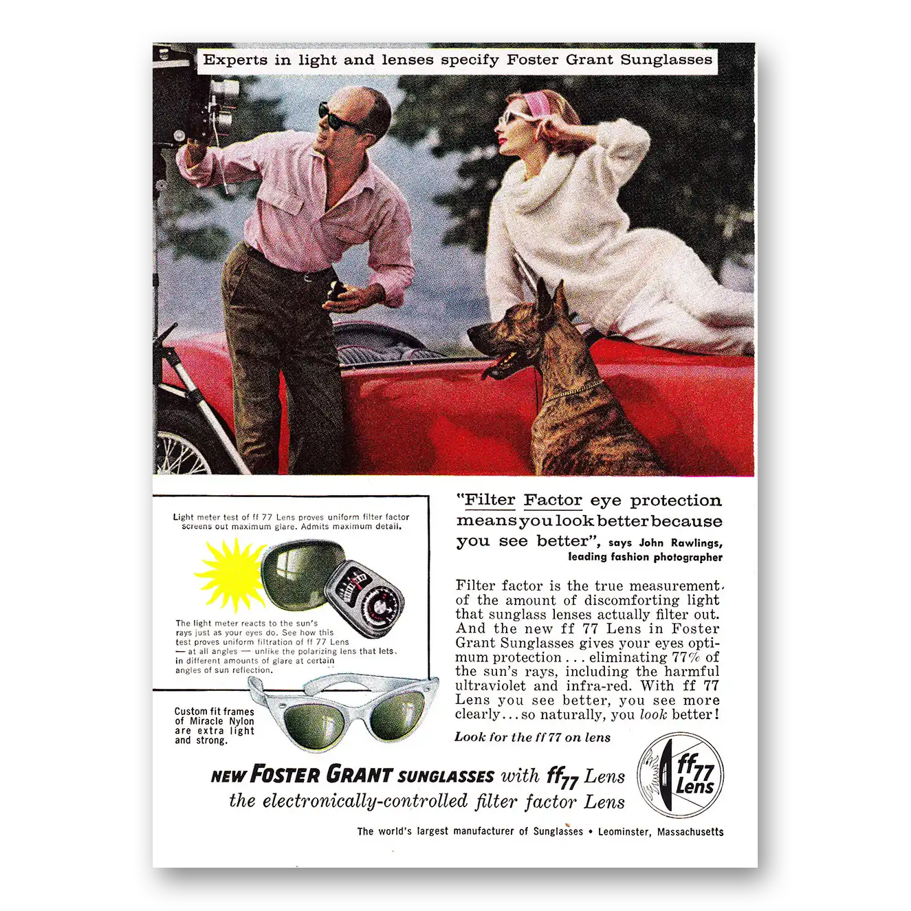 1960 Foster Grant Sunglasses Filter Factor Vintage Magazine Print Ad