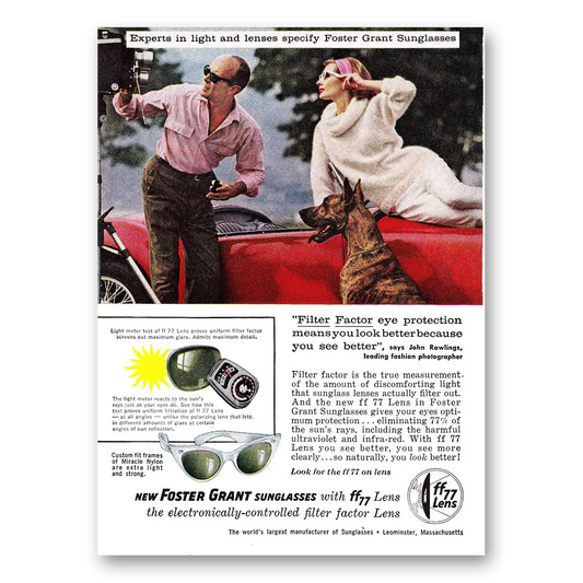 1960 Foster Grant Sunglasses Filter Factor Vintage Magazine Print Ad