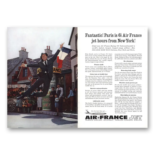 1960 Air France Fantastic Boeing 707 Intercontinental Vintage Magazine Print Ad