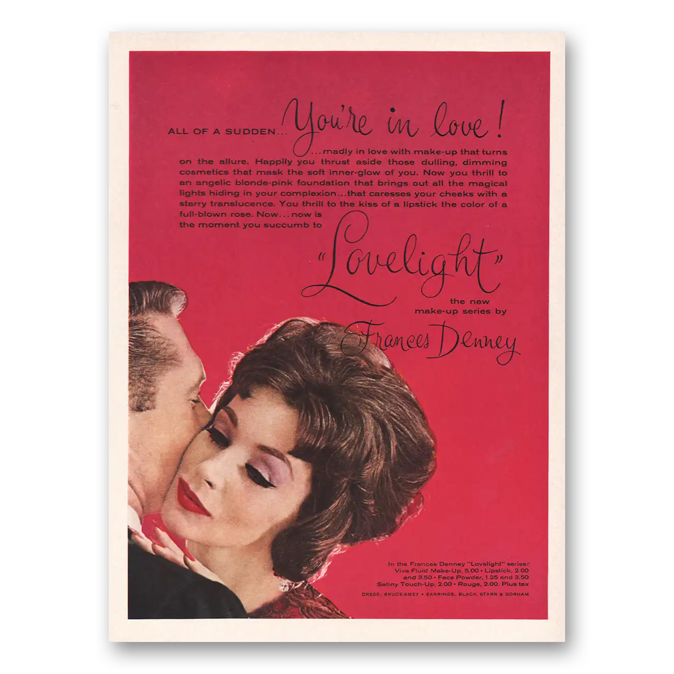 1960 Frances Denney In Love Lovelight Makeup Vintage Magazine Print Ad