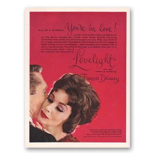 1960 Frances Denney In Love Lovelight Makeup Vintage Magazine Print Ad