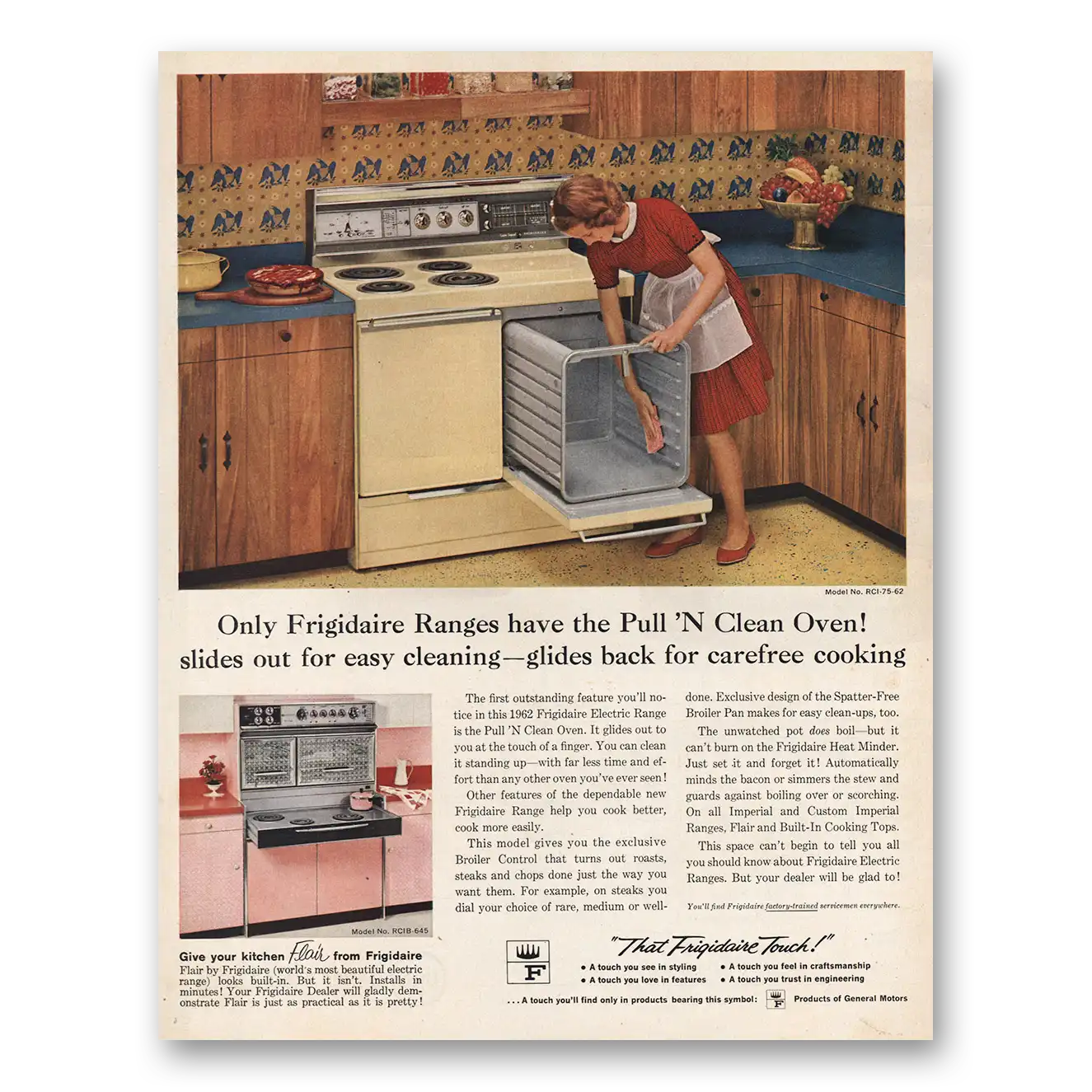 1960 Frigidaire Ranges Pull n Clean Oven Slides Out Vintage Magazine Print Ad