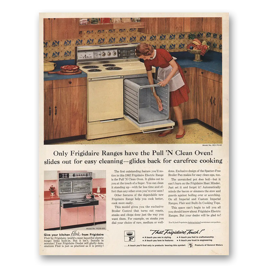 1960 Frigidaire Ranges Pull n Clean Oven Slides Out Vintage Magazine Print Ad