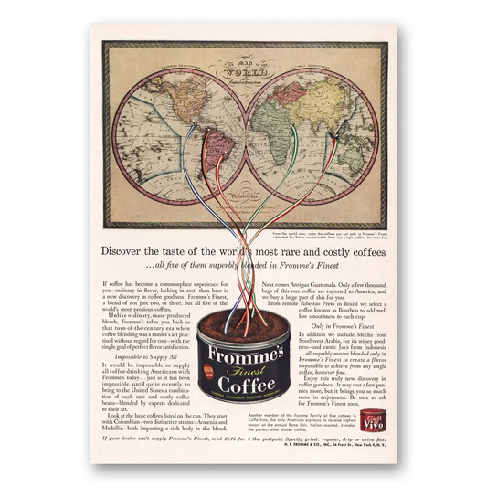 1960 Fromme Coffee Taste of the Worlds Most Rare Vintage Magazine Print Ad