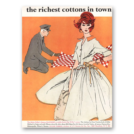 1960 J P Stevens Fuller Fabrics Richest Cottons In Town Vintage Magazine Print Ad