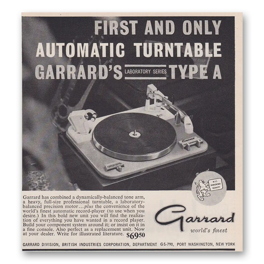 1960 Garrard Turntable First and Only Automatic Turntable Vintage Magazine Print Ad