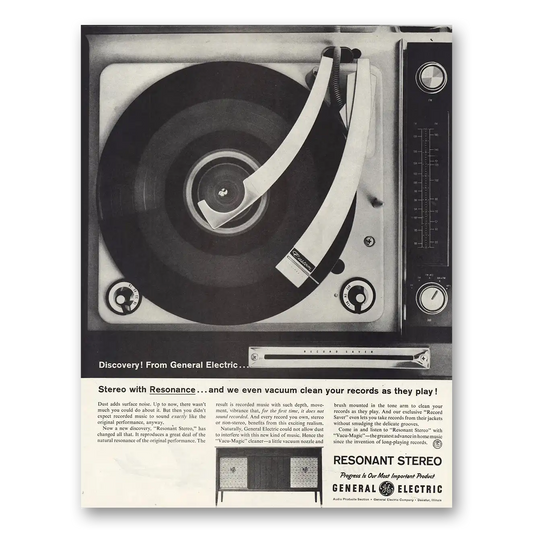 1960 Resonant Stereo Discovery From General Electric Vintage Magazine Print Ad