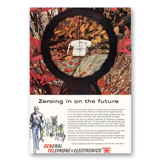 1960 General Telephone GTE Zeroing In on the Future Vintage Magazine Print Ad