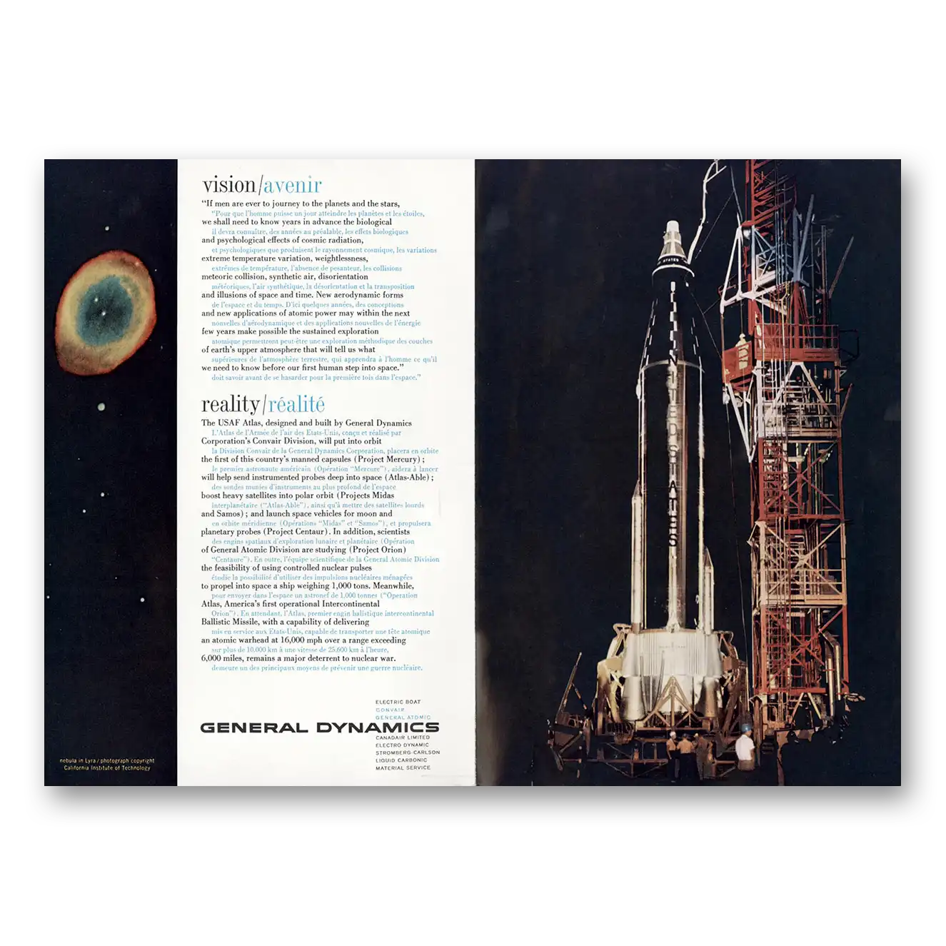 1960 General Dynamics Rocket Vision Reality Vintage Magazine Print Ad