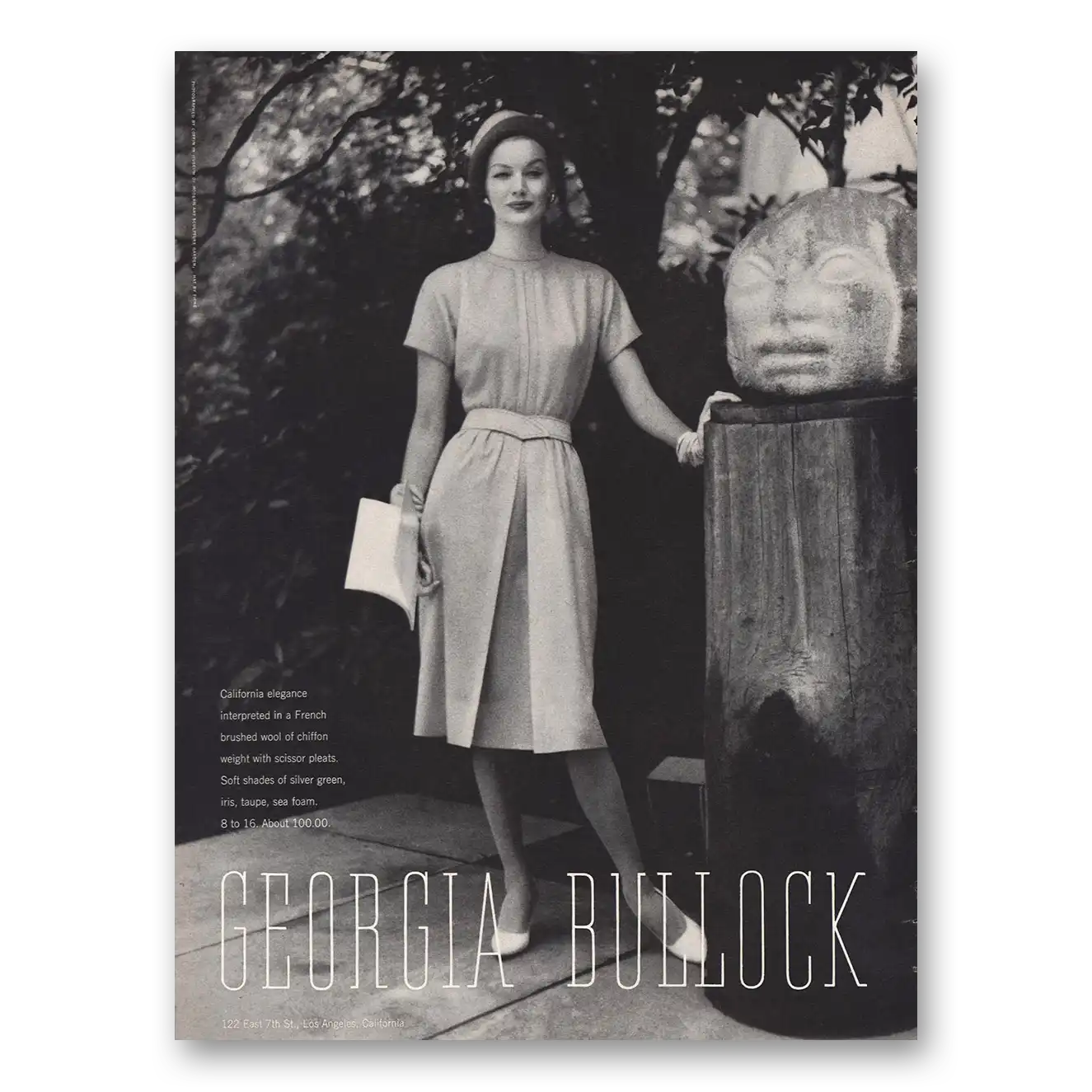 1960 Georgia Bullock California Elegance Vintage Magazine Print Ad