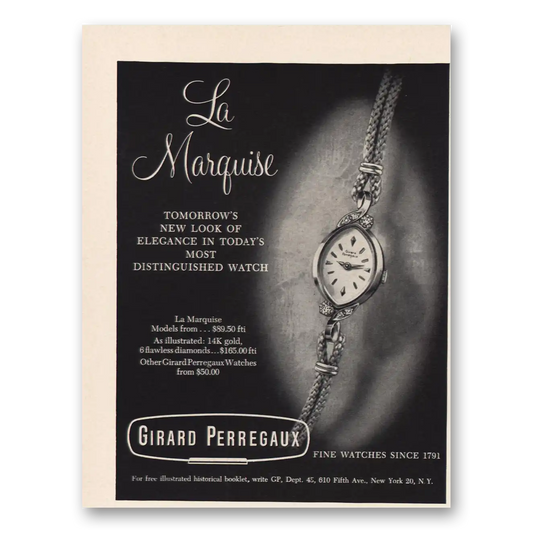 1960 Girard Perregaux La Marquise Watch Vintage Magazine Print Ad