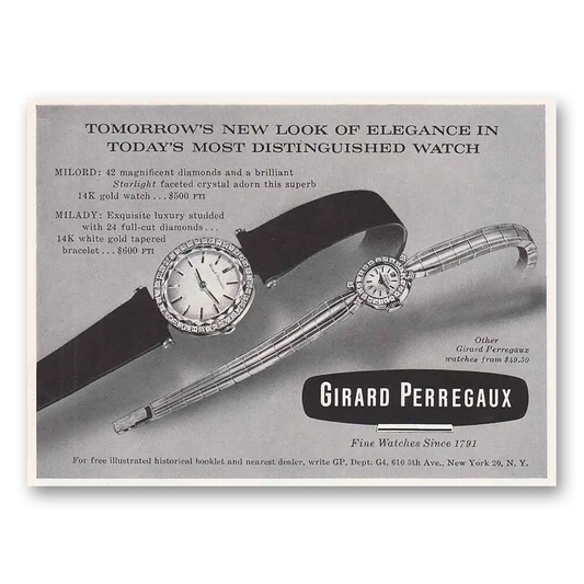 1960 Girard Perregaux New Look of Elegance Vintage Magazine Print Ad