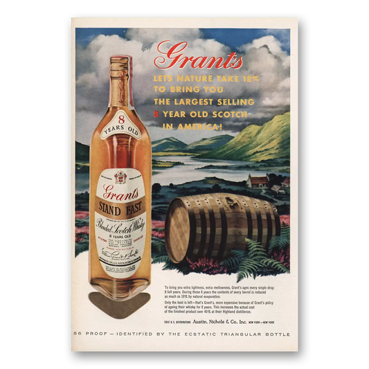 1960 Grants Scotch Whisky Lets Nature Take Vintage Magazine Print Ad