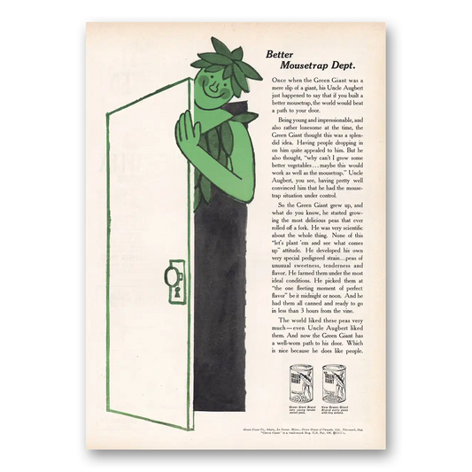 1960 Green Giant Better Mousetrap Dept Vintage Magazine Print Ad