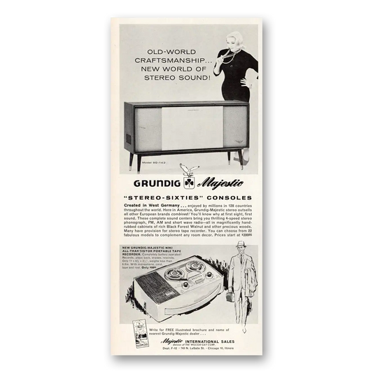 1960 Grundig Majestic Stereo Sixties Consoles Vintage Magazine Print Ad