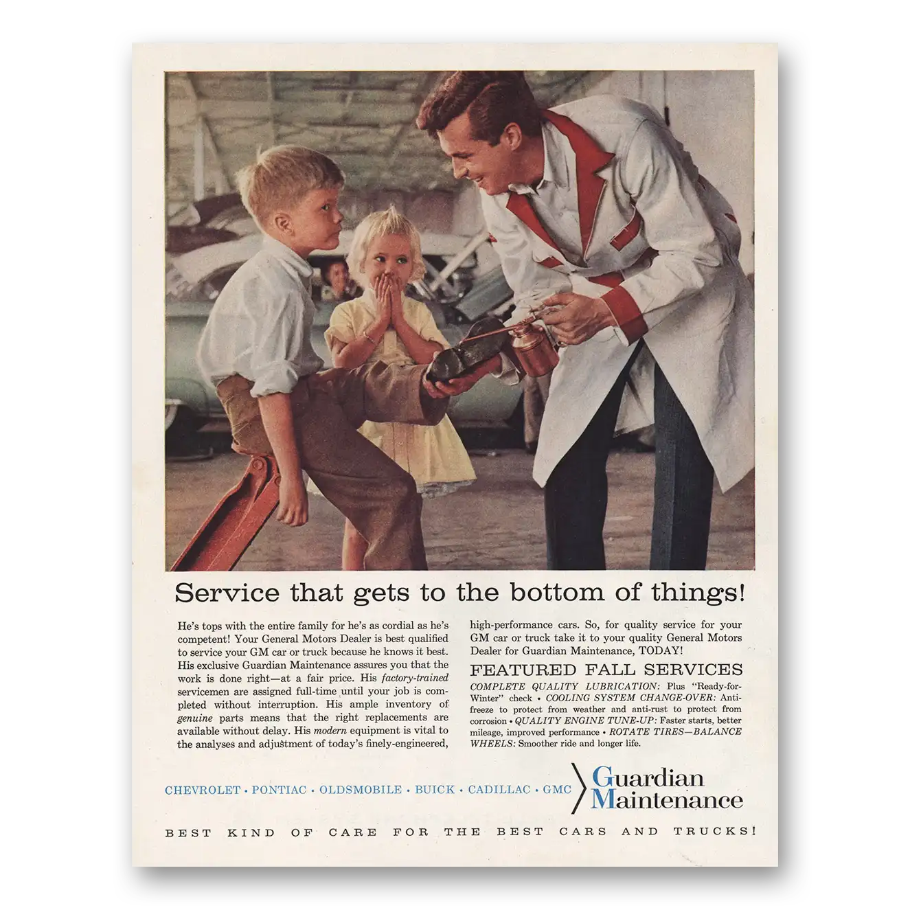 1960 Guardian Maintenance Gets to the Bottom of Things Vintage Magazine Print Ad