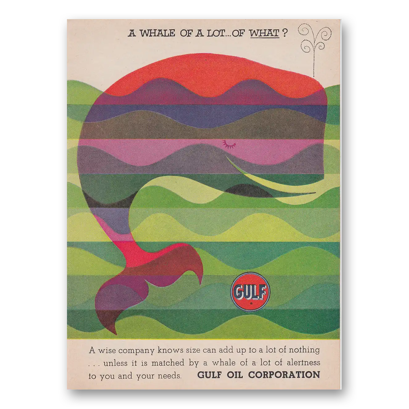 1960 Gulf Oil Whale of Lot of What Vintage Magazine Print Ad