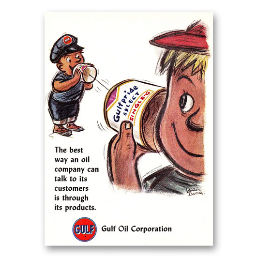 1960 Gulf Oil Can Talk To Its Customers Vintage Magazine Print Ad