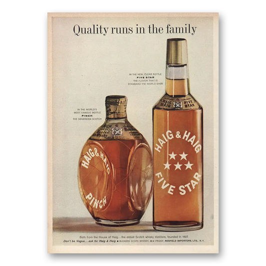 1960 Haig & Haig Quality Runs In the Family Vintage Magazine Print Ad