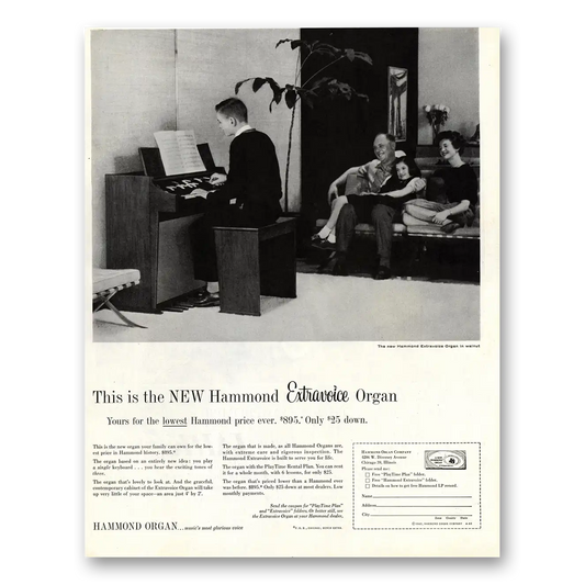 1960 Hammond Organ Extravoice Organ This Is the Organ Your Family Can Own Vintage Magazine Print Ad