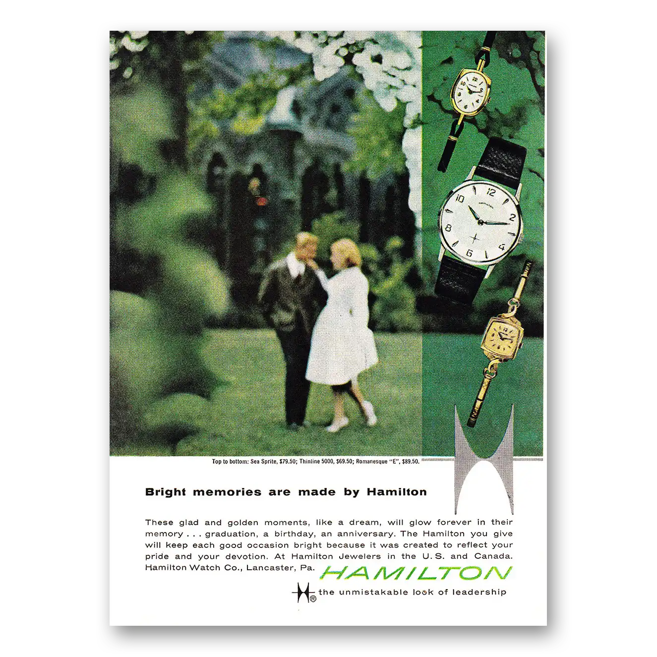 1960 Hamilton Watch Bright Memories Vintage Magazine Print Ad