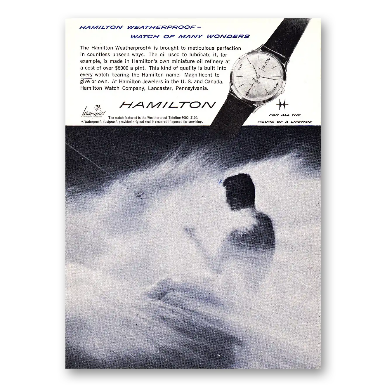 1960 Hamilton Watch Weatherproof Vintage Magazine Print Ad