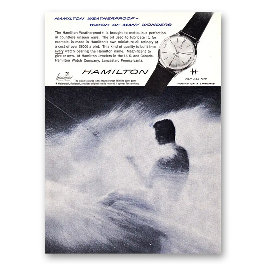 1960 Hamilton Watch Weatherproof Vintage Magazine Print Ad