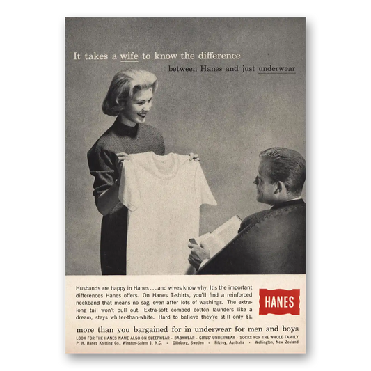 1960 Hanes Undergarments Underwear It Takes a Wife Vintage Magazine Print Ad