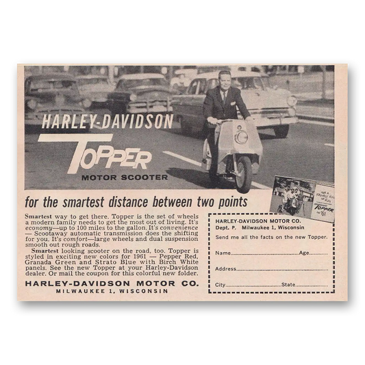 1960 Harley Davidson Topper Topper Motor Scooter Vintage Magazine Print Ad