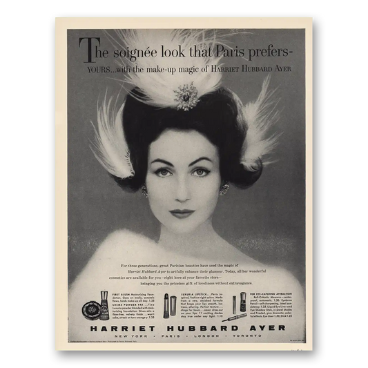 1960 Harriet Hubbard Ayer Soignee Look Paris Prefers Vintage Magazine Print Ad