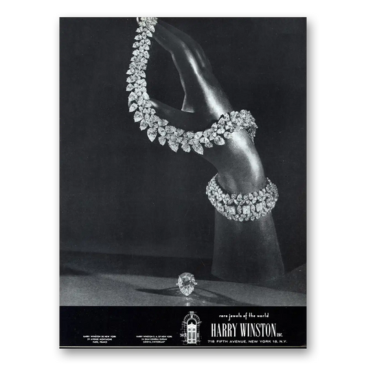 1960 Harry Winston Jewelry Rare Jewels of the World Vintage Magazine Print Ad