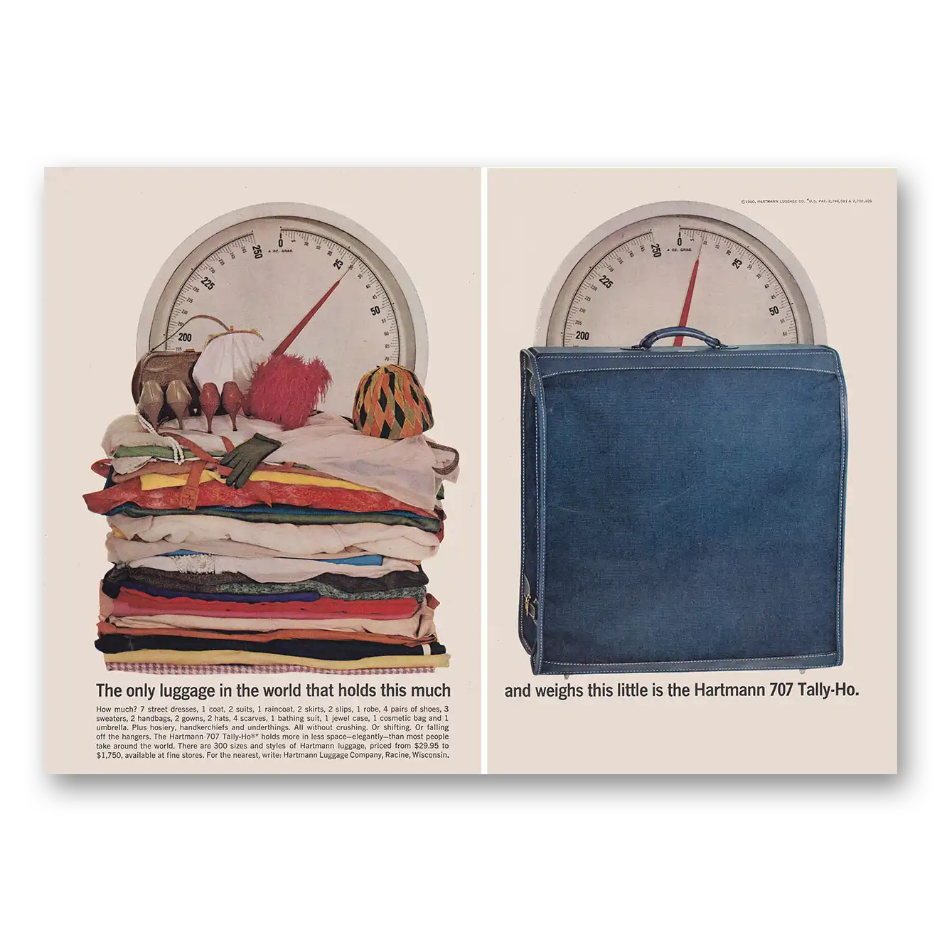 1960 Hartmann Luggage Hartmann 707 Holds This Much Vintage Magazine Print Ad