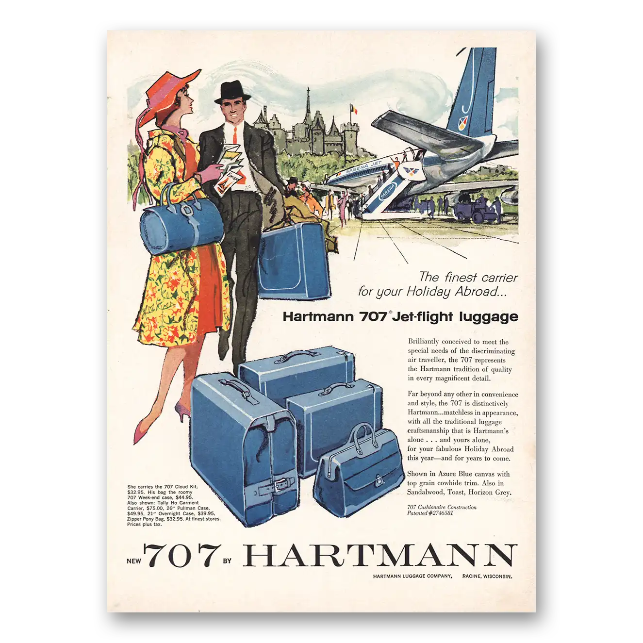 1960 Hartmann Luggage Hartmann 707 Jet Flight Luggage Vintage Magazine Print Ad