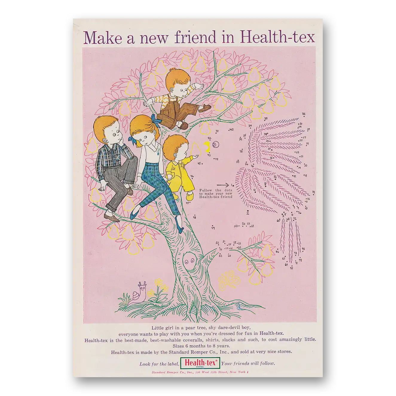 1960 Health-Tex Clothing Clothes Make New Friend Vintage Magazine Print Ad