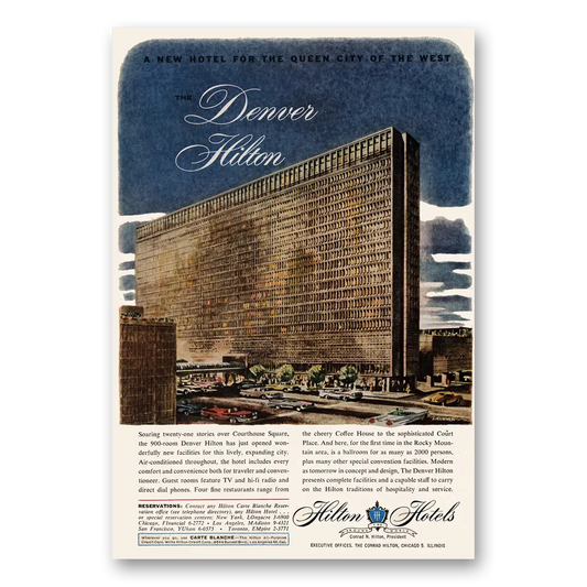 1960 Denver Hilton Denver Hilton Queen City of the West Vintage Magazine Print Ad