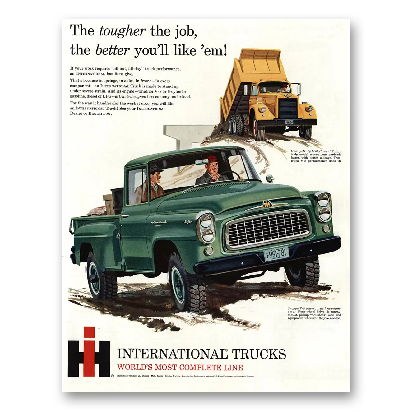 1960 International Trucks Tougher the Job Vintage Magazine Print Ad