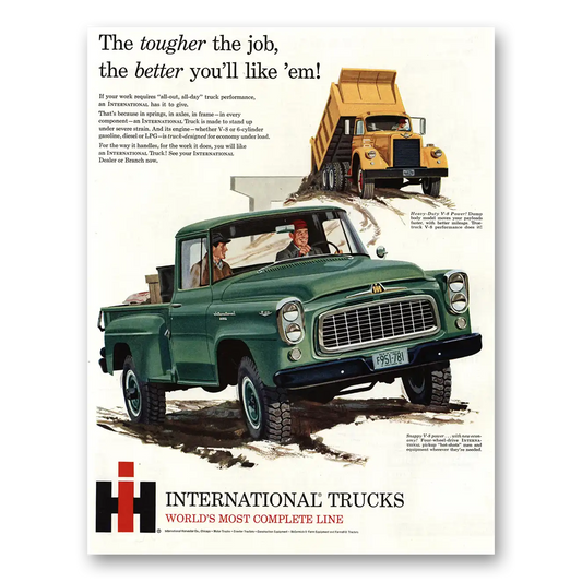 1960 International Trucks Tougher the Job Vintage Magazine Print Ad