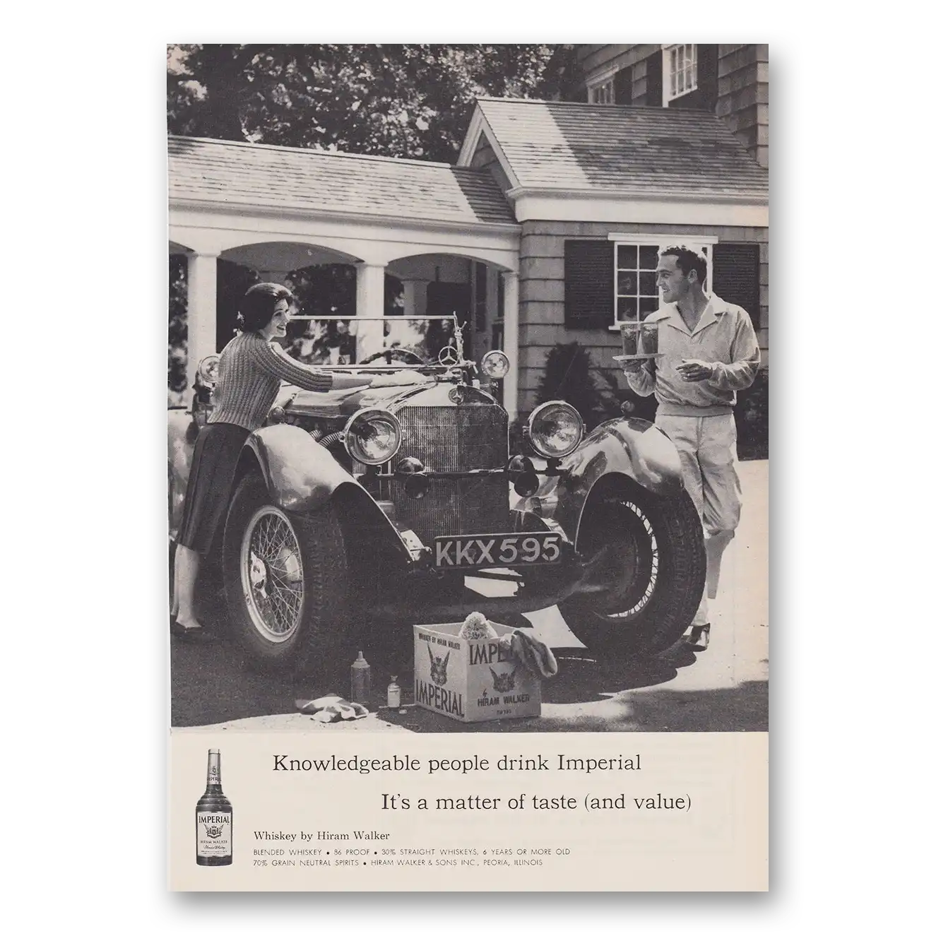 1960 Imperial Whiskey Knowledgeable People Drink Car Vintage Magazine Print Ad