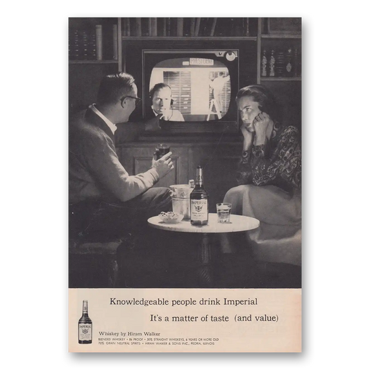 1960 Imperial Whiskey Knowledgeable People Drink TV Vintage Magazine Print Ad