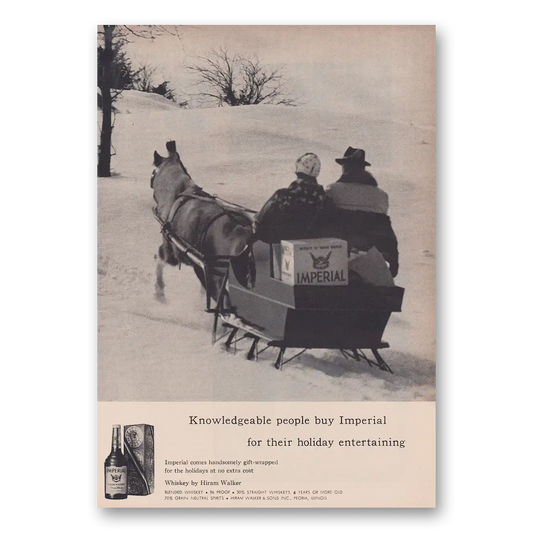 1960 Imperial Whiskey Knowledgeable People Drink Sleigh Vintage Magazine Print Ad