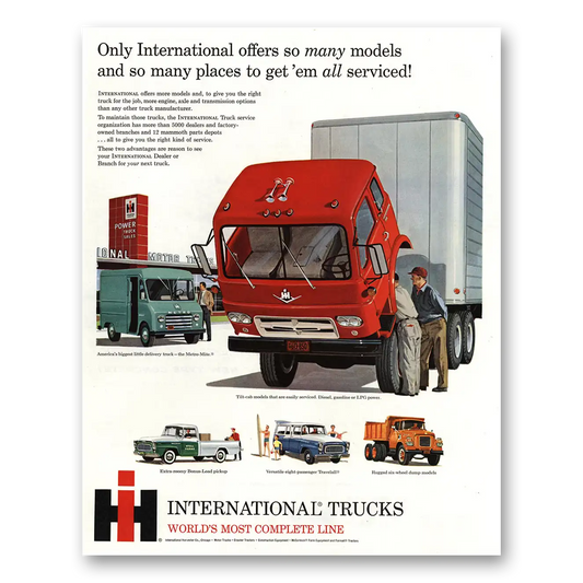 1960 International Trucks So Many Models and So Many Places Vintage Magazine Print Ad