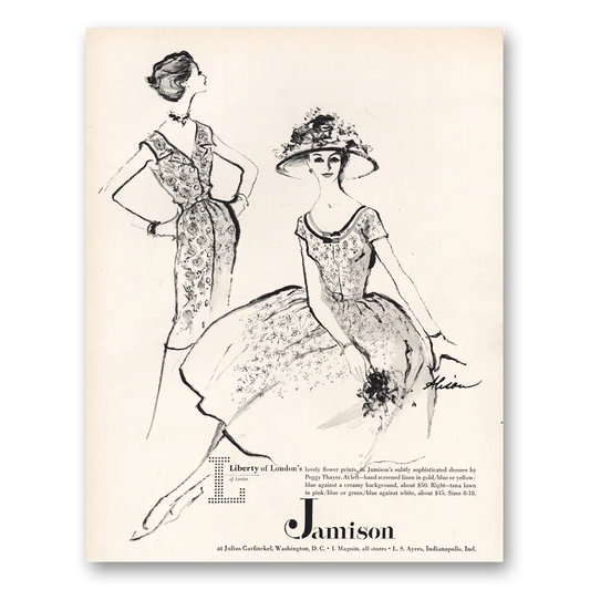 1960 Jamison Fashion Lovely Flower Prints Vintage Magazine Print Ad