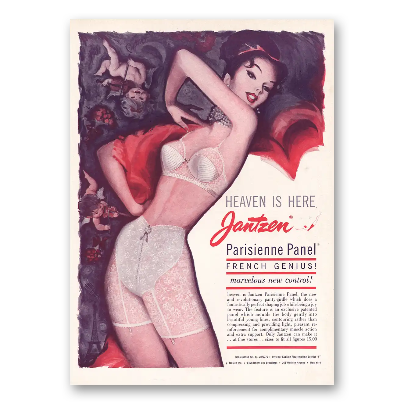 1960 Jantzen Heaven Is Here Parisienne Panel Vintage Magazine Print Ad