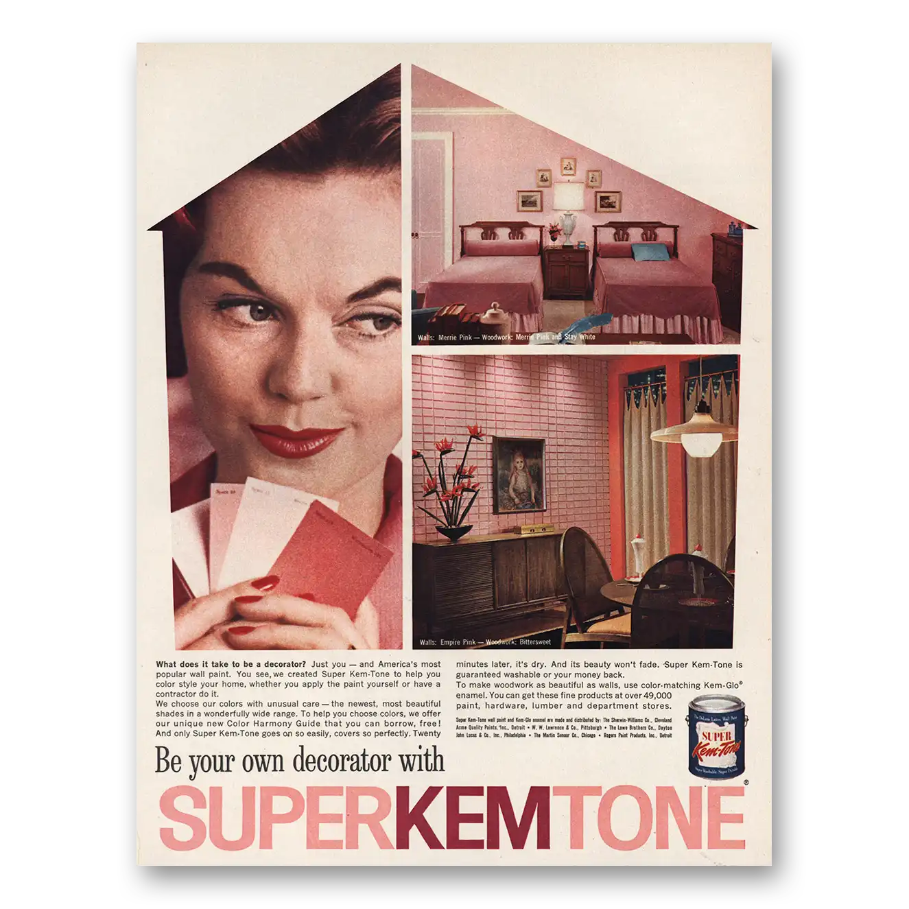 1960 Kem-Tone Be Your Own Decorator Vintage Magazine Print Ad