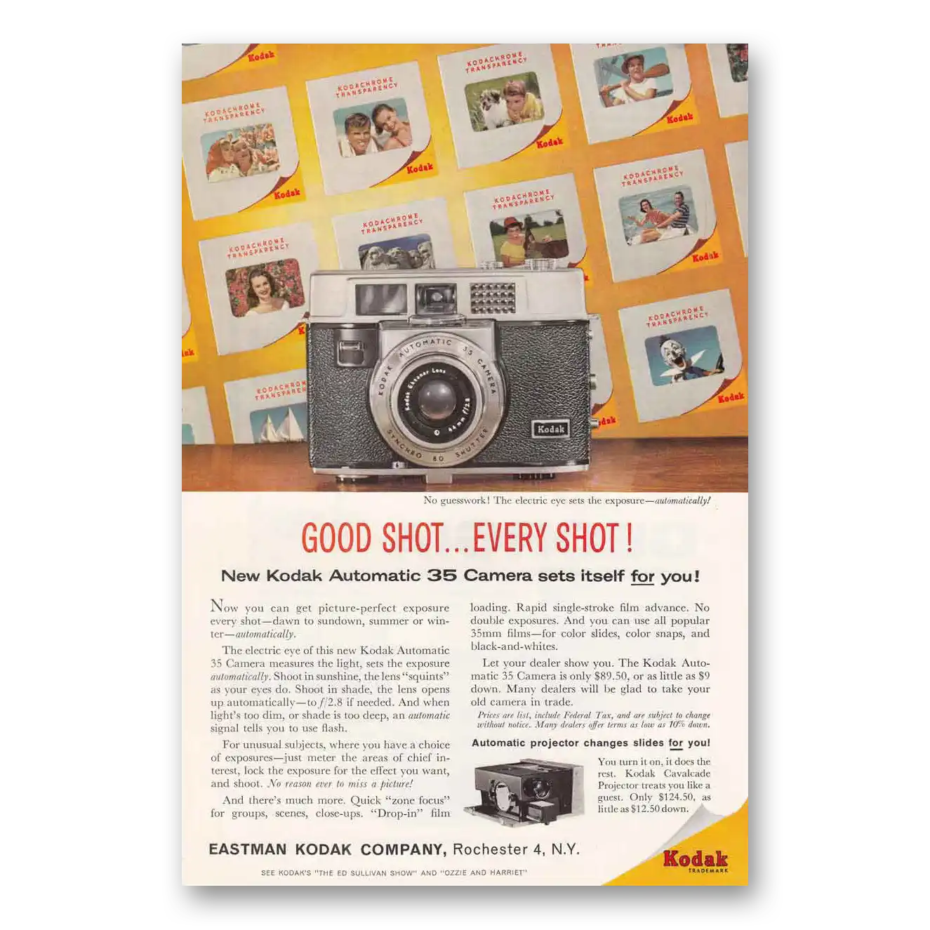 1960 Kodak Automatic 35 Camera Good Shot Every Shot Vintage Magazine Print Ad