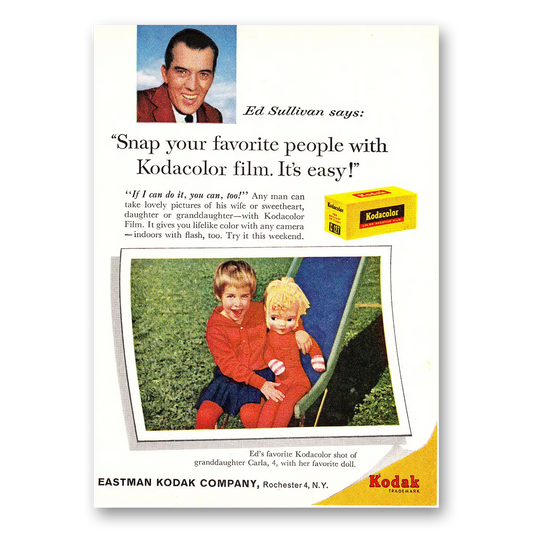 1960 Kodak Film Ed Sullivan Snap Your Favorite People Vintage Magazine Print Ad