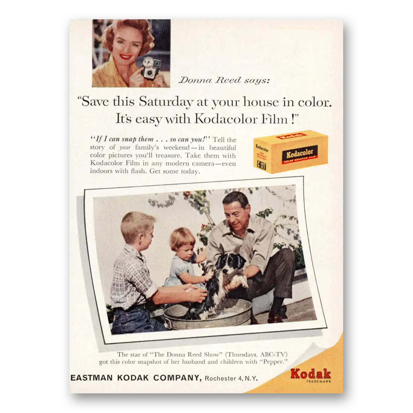 1960 Kodak Film Kodacolor Donna Reed Vintage Magazine Print Ad