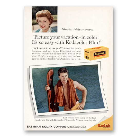 1960 Kodak Film Film Harriet and Rick Nelson Vintage Magazine Print Ad