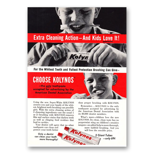 1960 Kolynos Toothpaste Extra Cleaning Action Vintage Magazine Print Ad